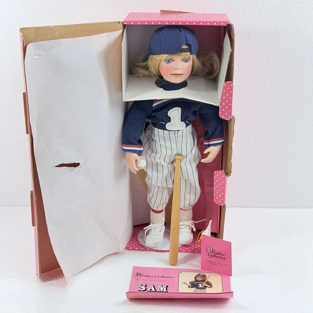 Vintage Paradise Galleries Sam Baseball Porcelain Doll Treasury Collection W COA